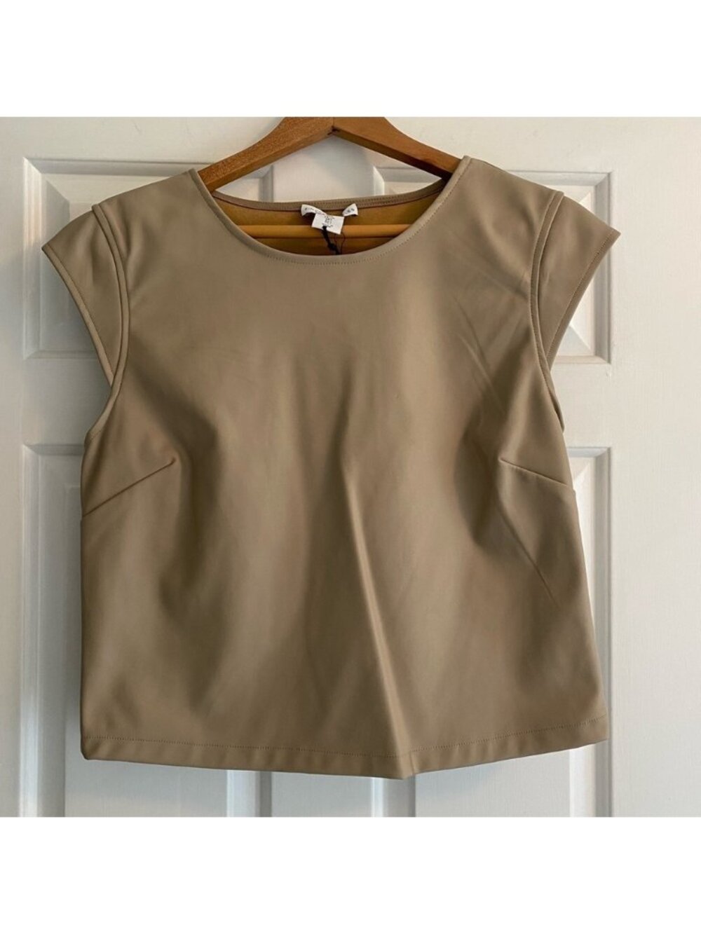 Sincerely Jules Faux Leather Cap Sleeve Top Size L